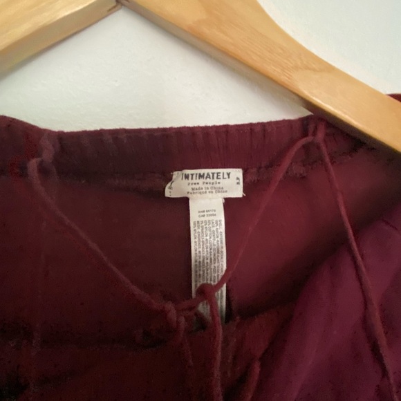 Free People boho wine coloured lace top wide leg jumpsuit - Picture 5 of 7